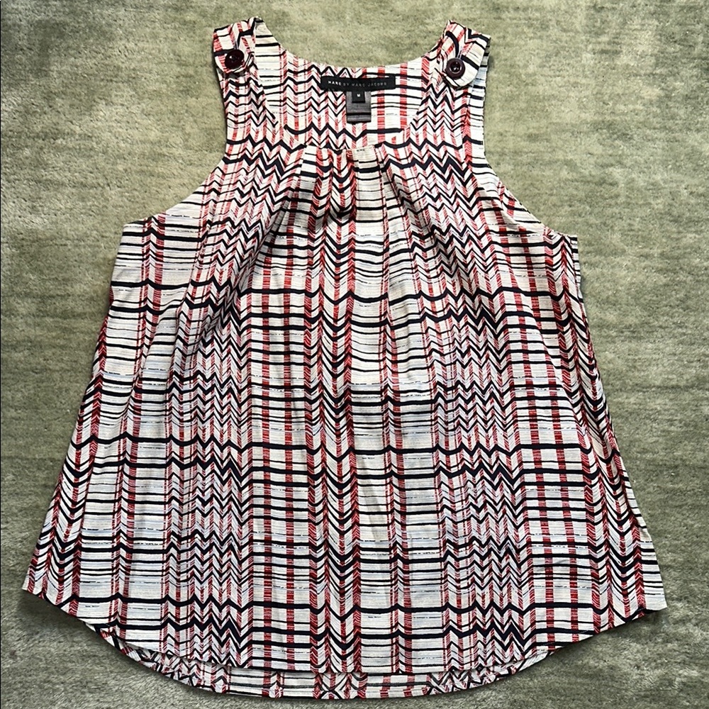 Marc by Marc Jacobs Red and Black Patterned Top